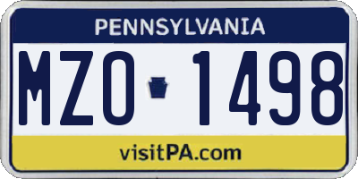 PA license plate MZO1498