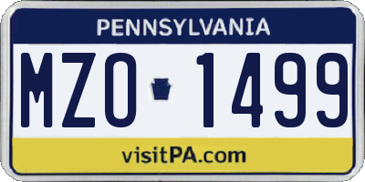 PA license plate MZO1499