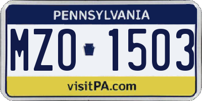 PA license plate MZO1503