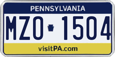 PA license plate MZO1504