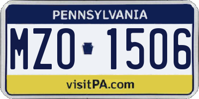 PA license plate MZO1506