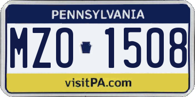 PA license plate MZO1508