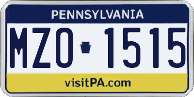 PA license plate MZO1515