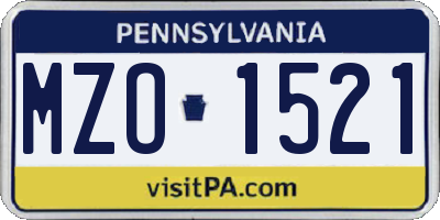 PA license plate MZO1521