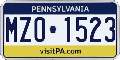 PA license plate MZO1523