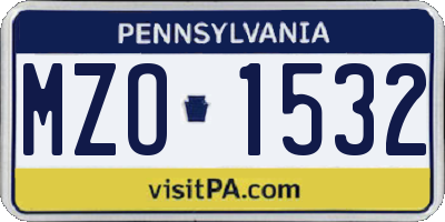 PA license plate MZO1532