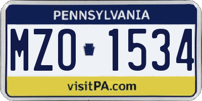 PA license plate MZO1534