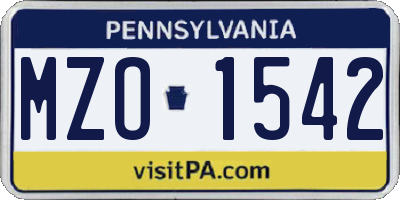 PA license plate MZO1542