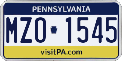 PA license plate MZO1545