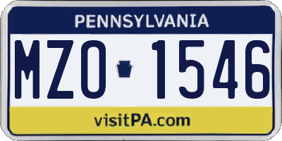 PA license plate MZO1546