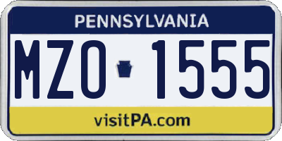 PA license plate MZO1555
