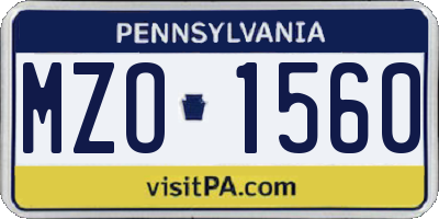 PA license plate MZO1560