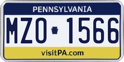 PA license plate MZO1566