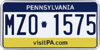 PA license plate MZO1575