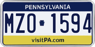 PA license plate MZO1594