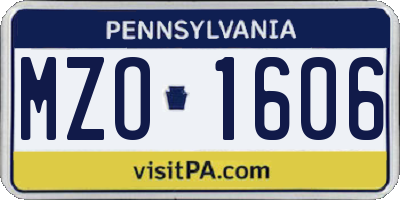 PA license plate MZO1606