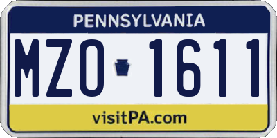 PA license plate MZO1611