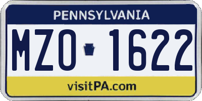 PA license plate MZO1622