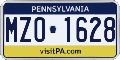 PA license plate MZO1628