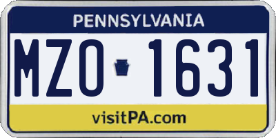 PA license plate MZO1631