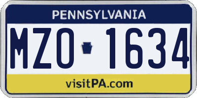 PA license plate MZO1634