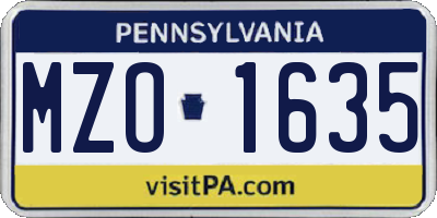 PA license plate MZO1635