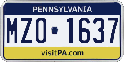 PA license plate MZO1637