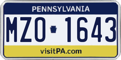PA license plate MZO1643