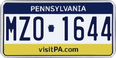 PA license plate MZO1644