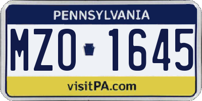 PA license plate MZO1645