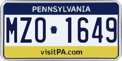 PA license plate MZO1649