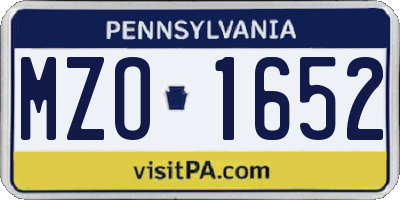 PA license plate MZO1652