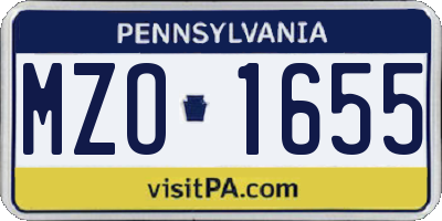 PA license plate MZO1655