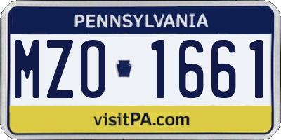 PA license plate MZO1661