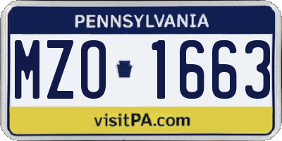 PA license plate MZO1663