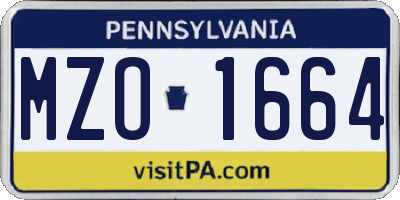 PA license plate MZO1664