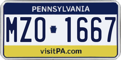 PA license plate MZO1667