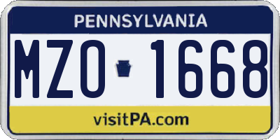 PA license plate MZO1668
