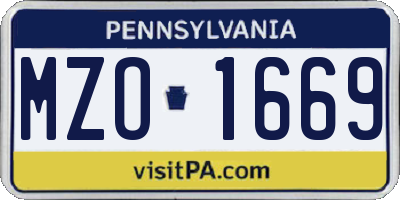 PA license plate MZO1669