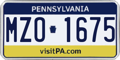 PA license plate MZO1675