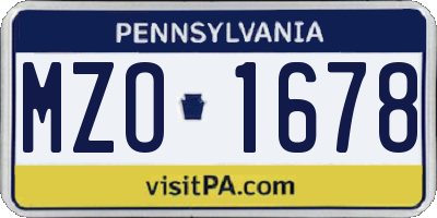 PA license plate MZO1678