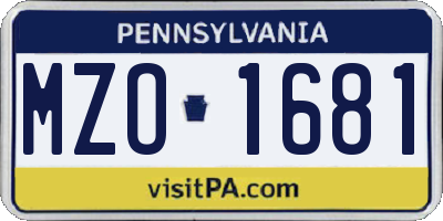 PA license plate MZO1681