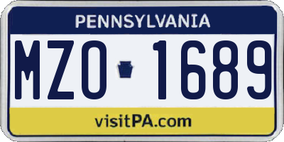 PA license plate MZO1689