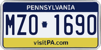 PA license plate MZO1690
