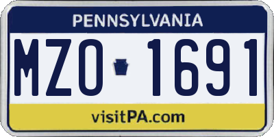 PA license plate MZO1691