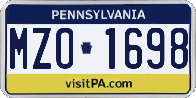 PA license plate MZO1698
