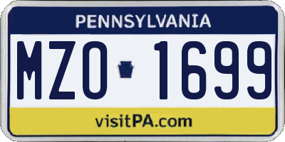 PA license plate MZO1699