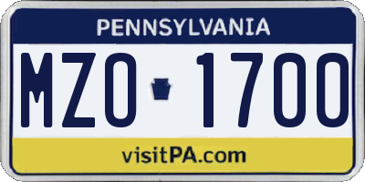 PA license plate MZO1700