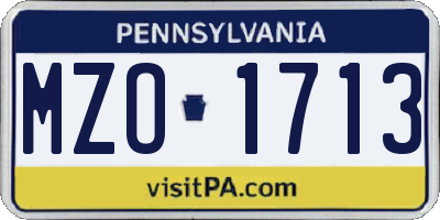 PA license plate MZO1713