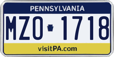 PA license plate MZO1718
